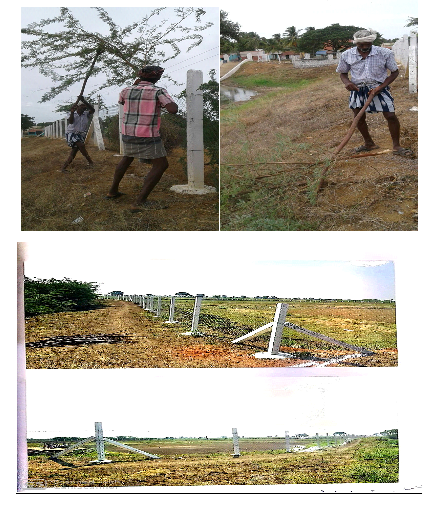 Protective fencing of  drinking water  lake in Siruganpur Panchayat
